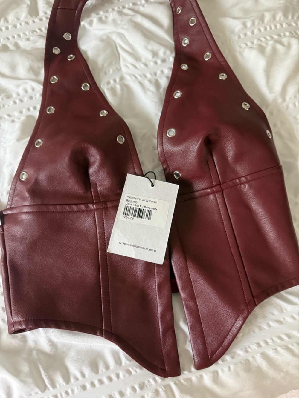 Princess Polly Wine Faux Leather Studded Corset Top